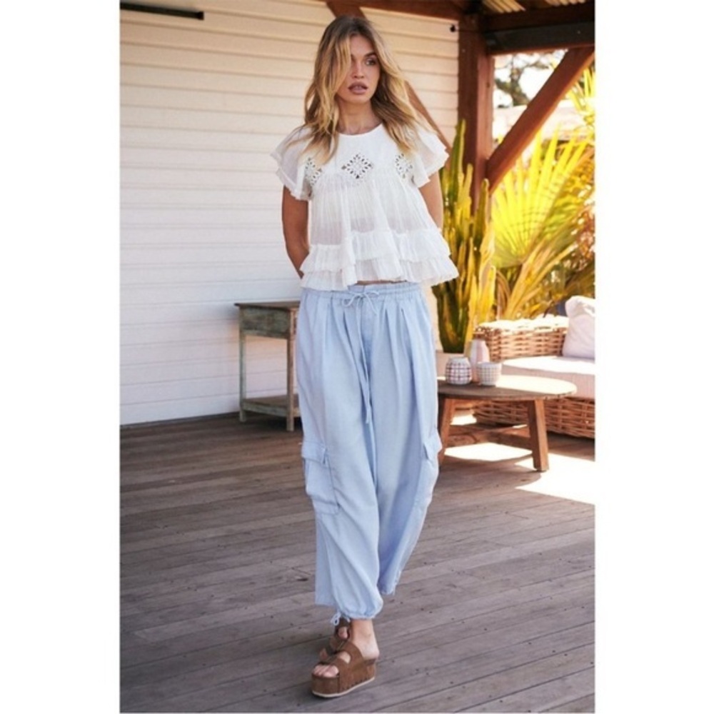 FREE PEOPLE Palash Solid Cargo Pants / Periwinkle Oversized Very Rare